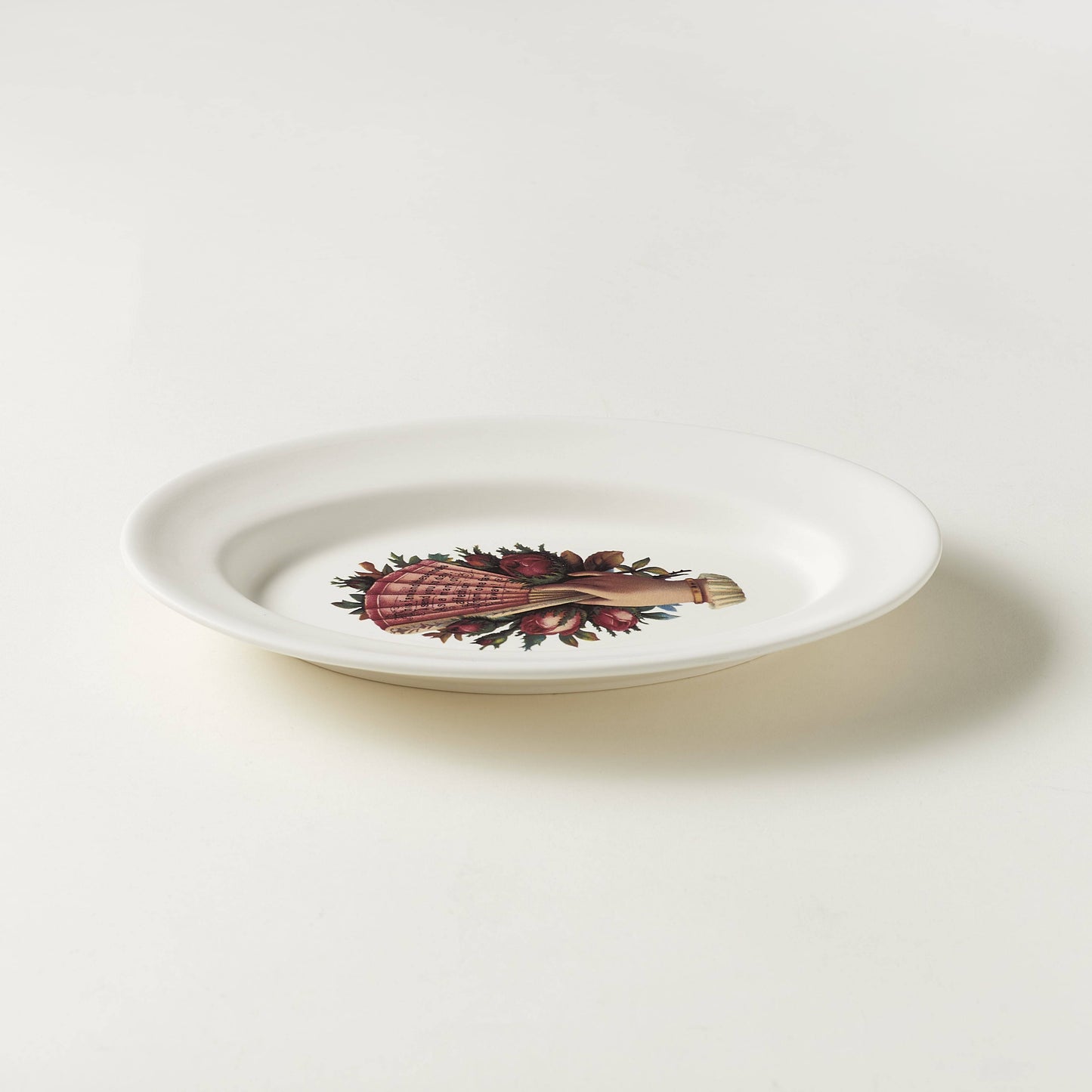 분홍장미 부채 손그림 오벌접시 - chinoiserie 시누아즈리 - CAVA LIFE