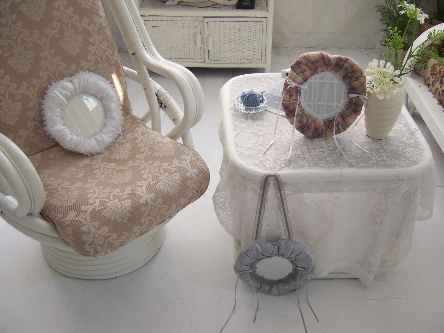 핸드메이드 하트 쿠션 거울 오브제 Selene