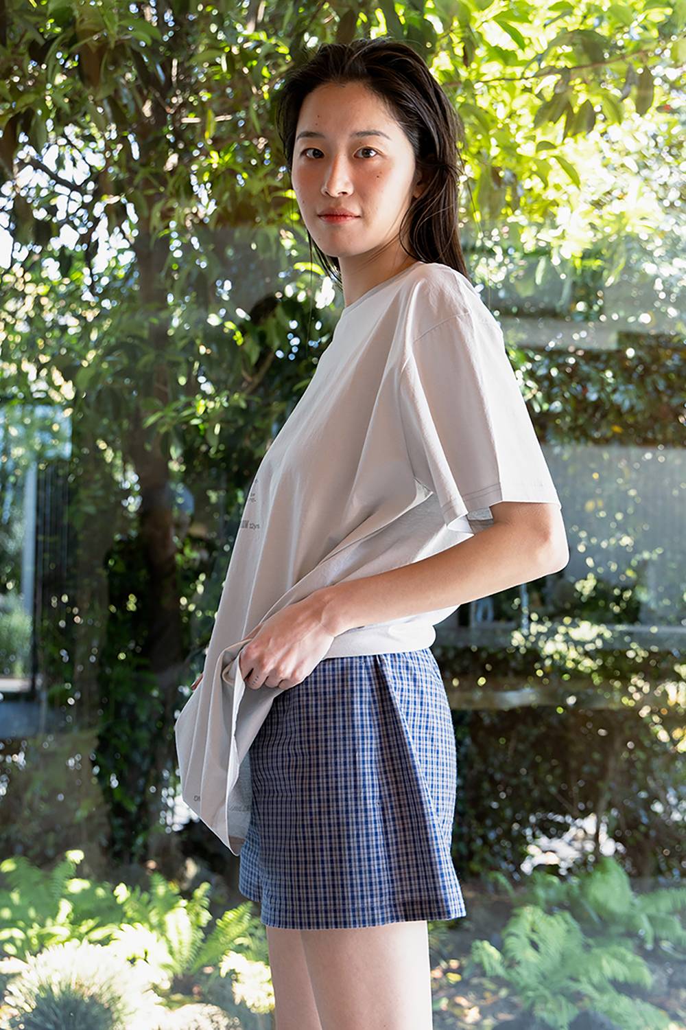 DOUBLE WAIST CHECK SHORTS / BLUE