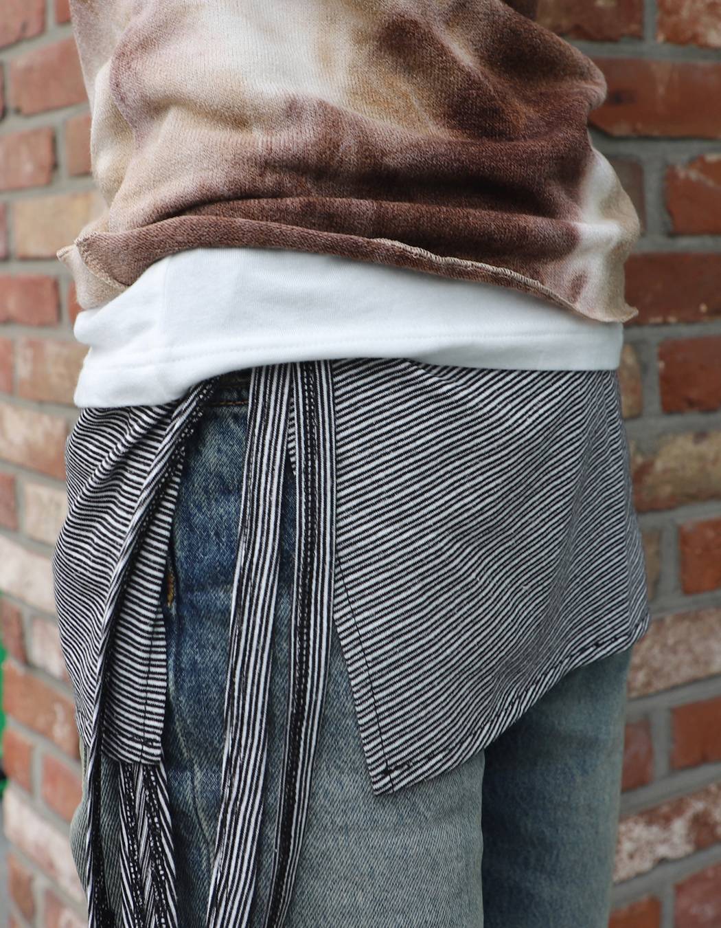 Stripe Wrap SHORT SKIRT (BLACK) WOMENS