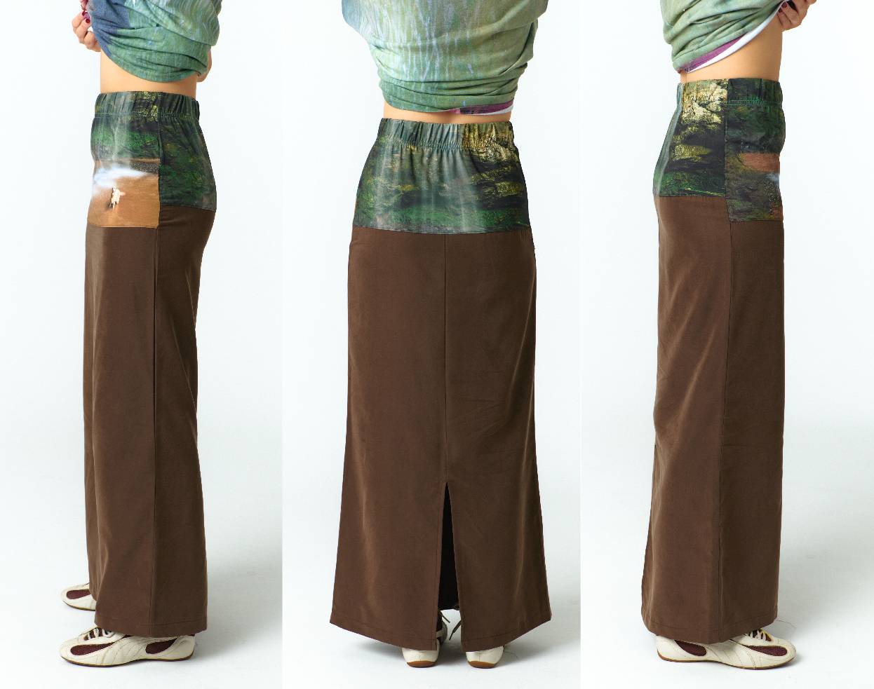 MEDITATIVE IMAGE MAXI SKIRT (BROWN)