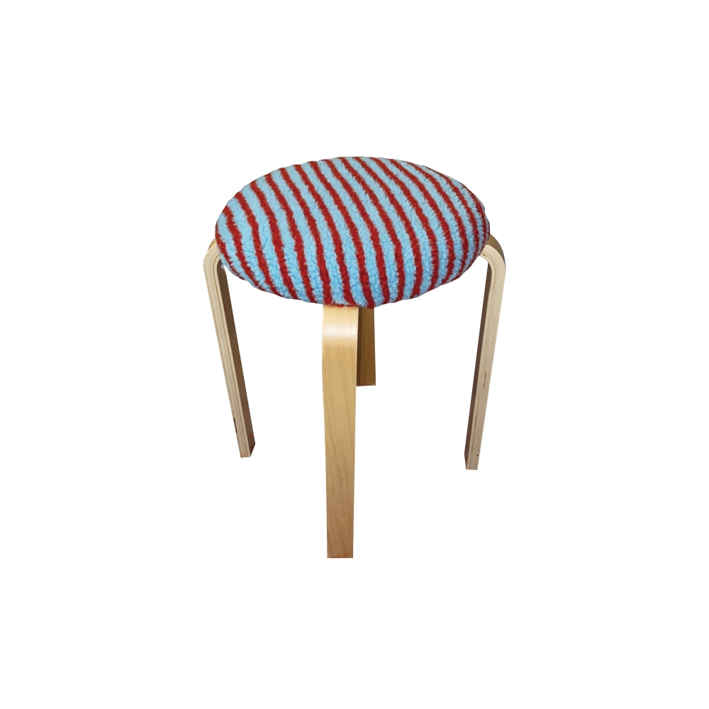 Fur stripe stool (blue&red)