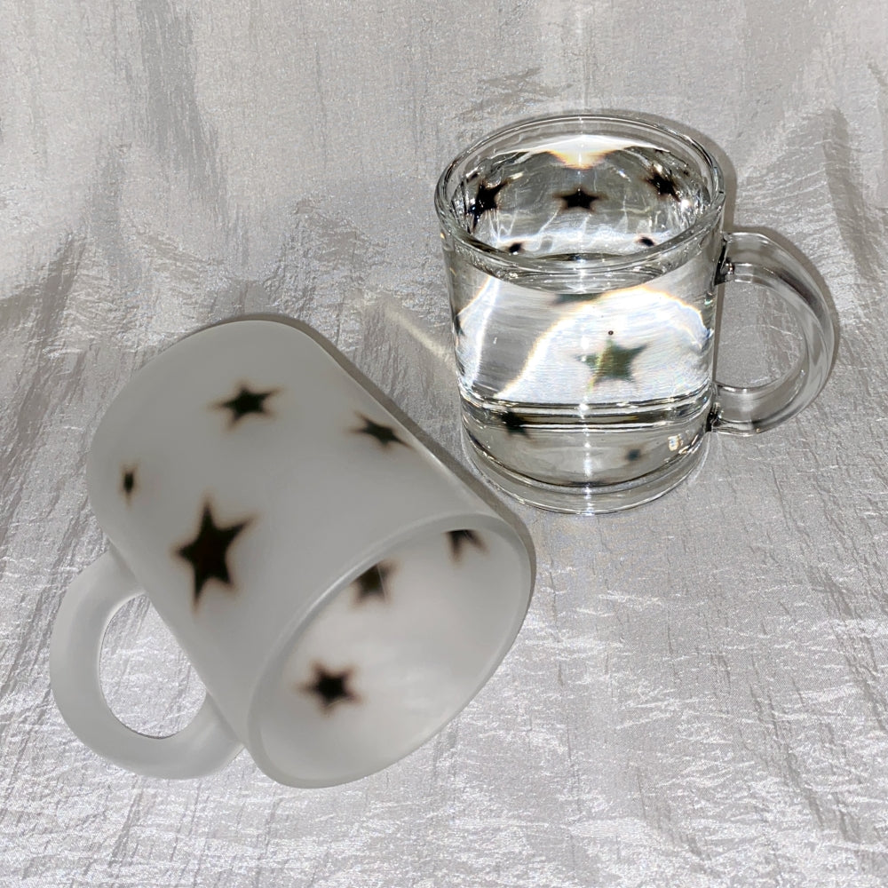 Black star glass mug (gloss)