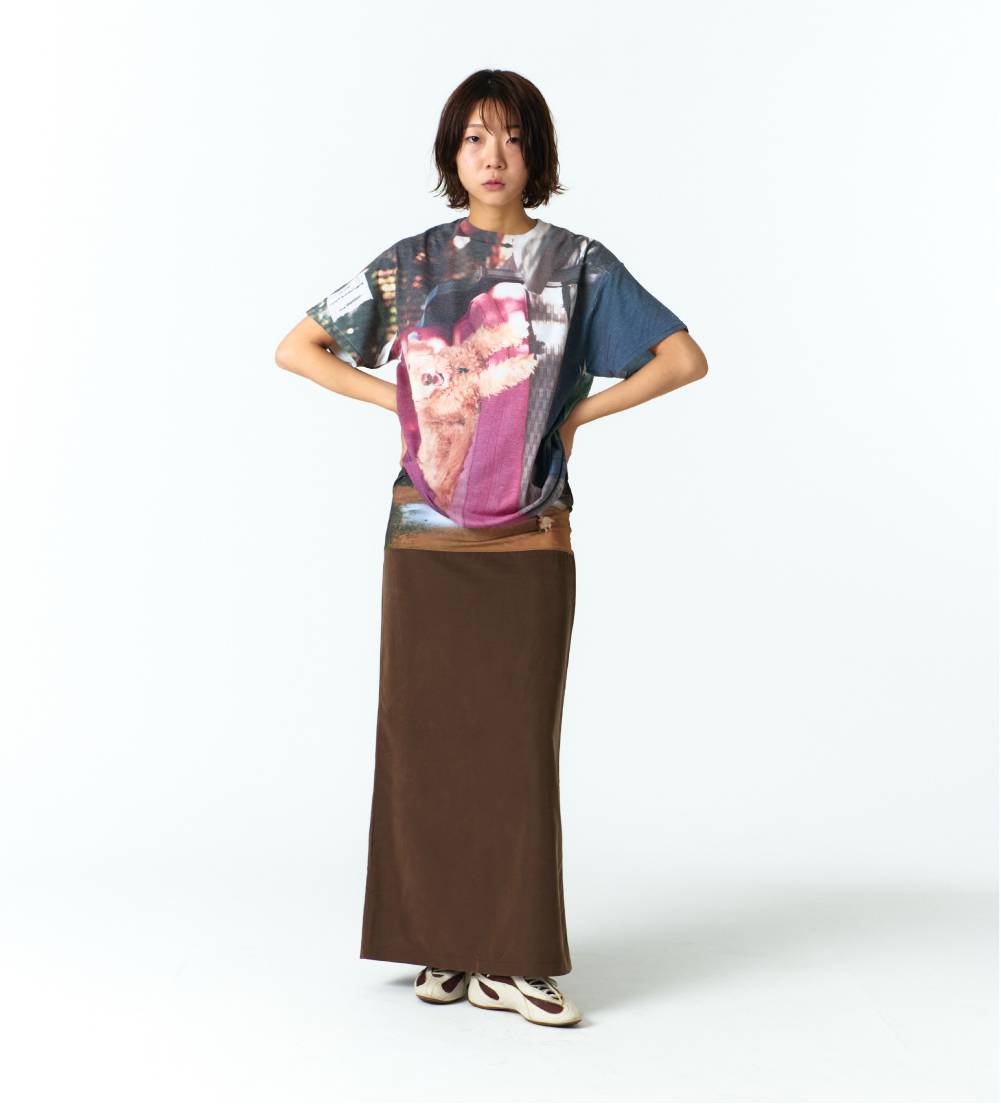 MEDITATIVE IMAGE MAXI SKIRT (BROWN)