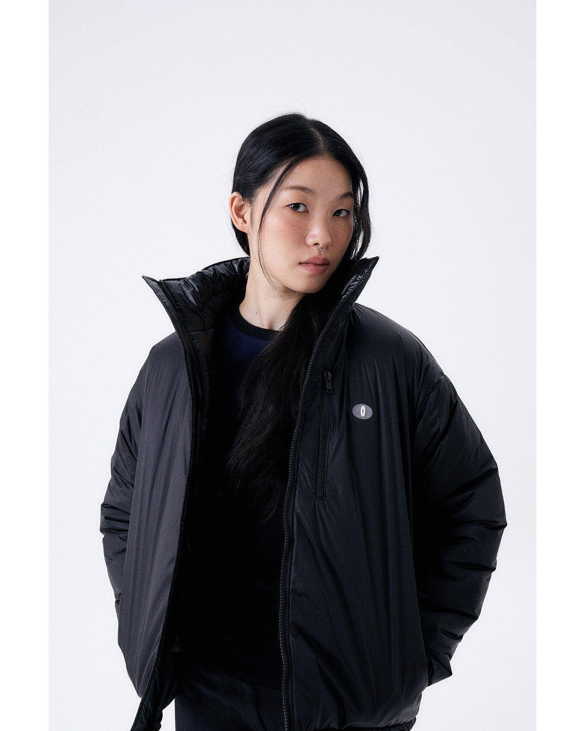 フォイルリバーシブルパディングジャケット/ブラック