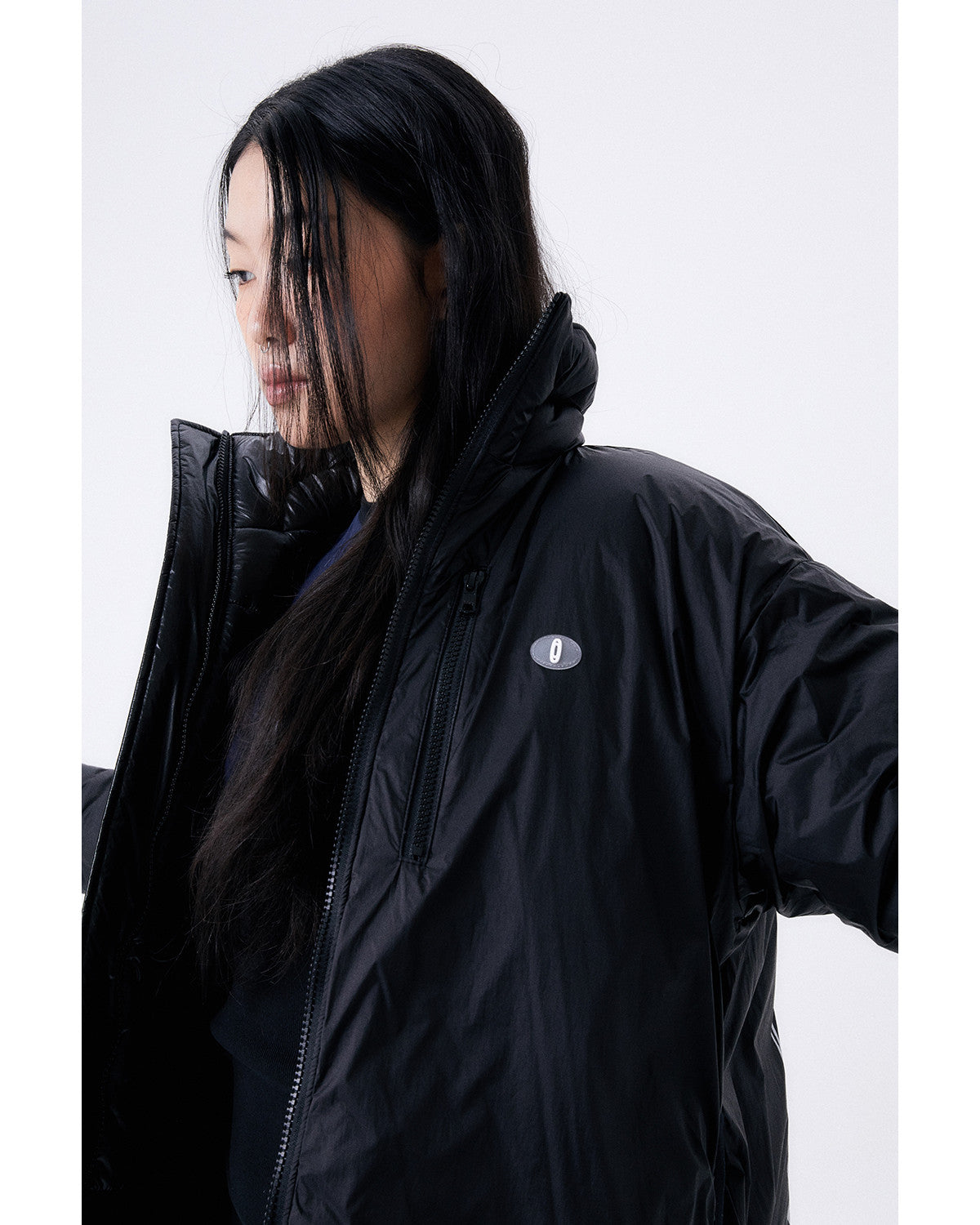 フォイルリバーシブルパディングジャケット/ブラック