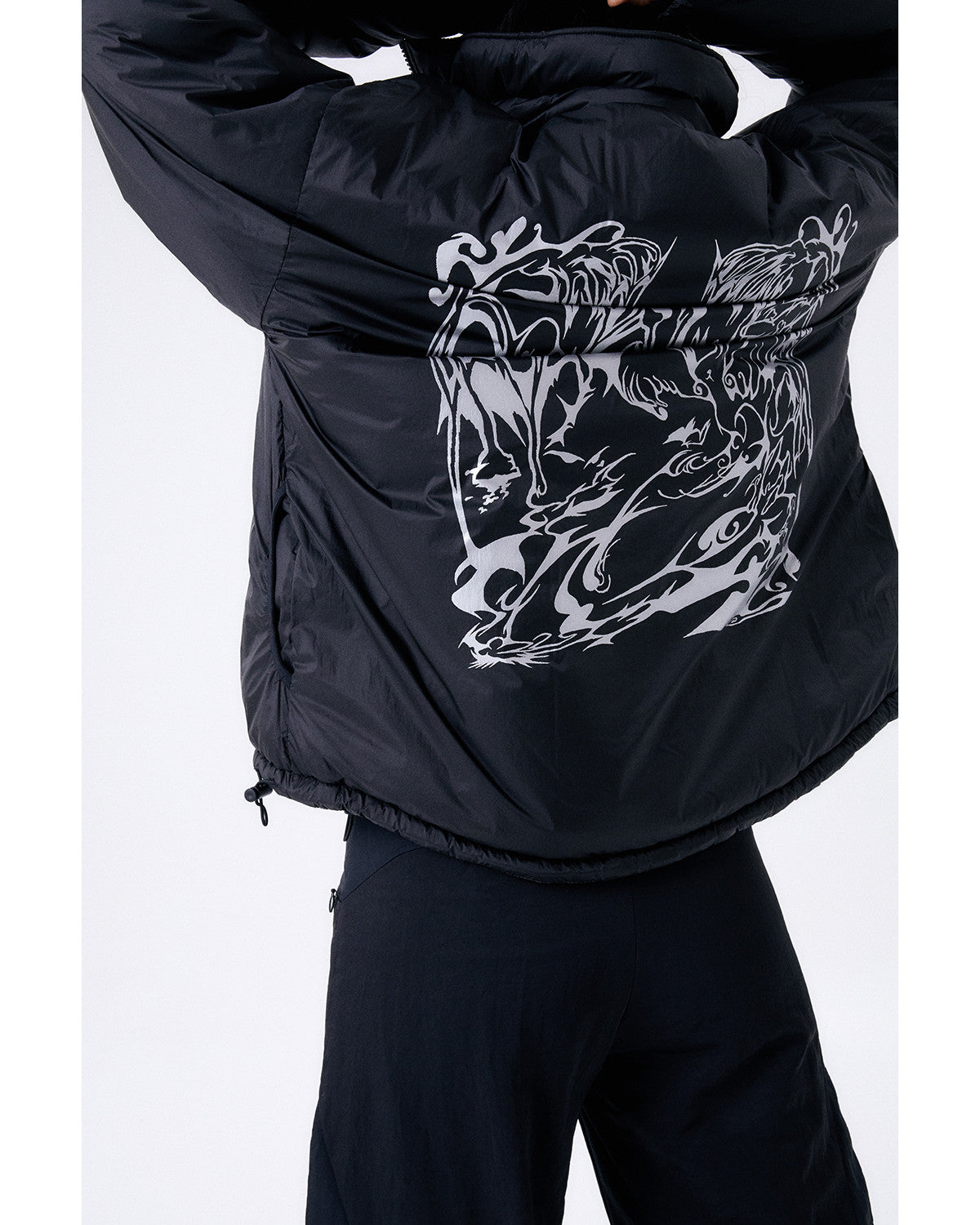 フォイルリバーシブルパディングジャケット/ブラック