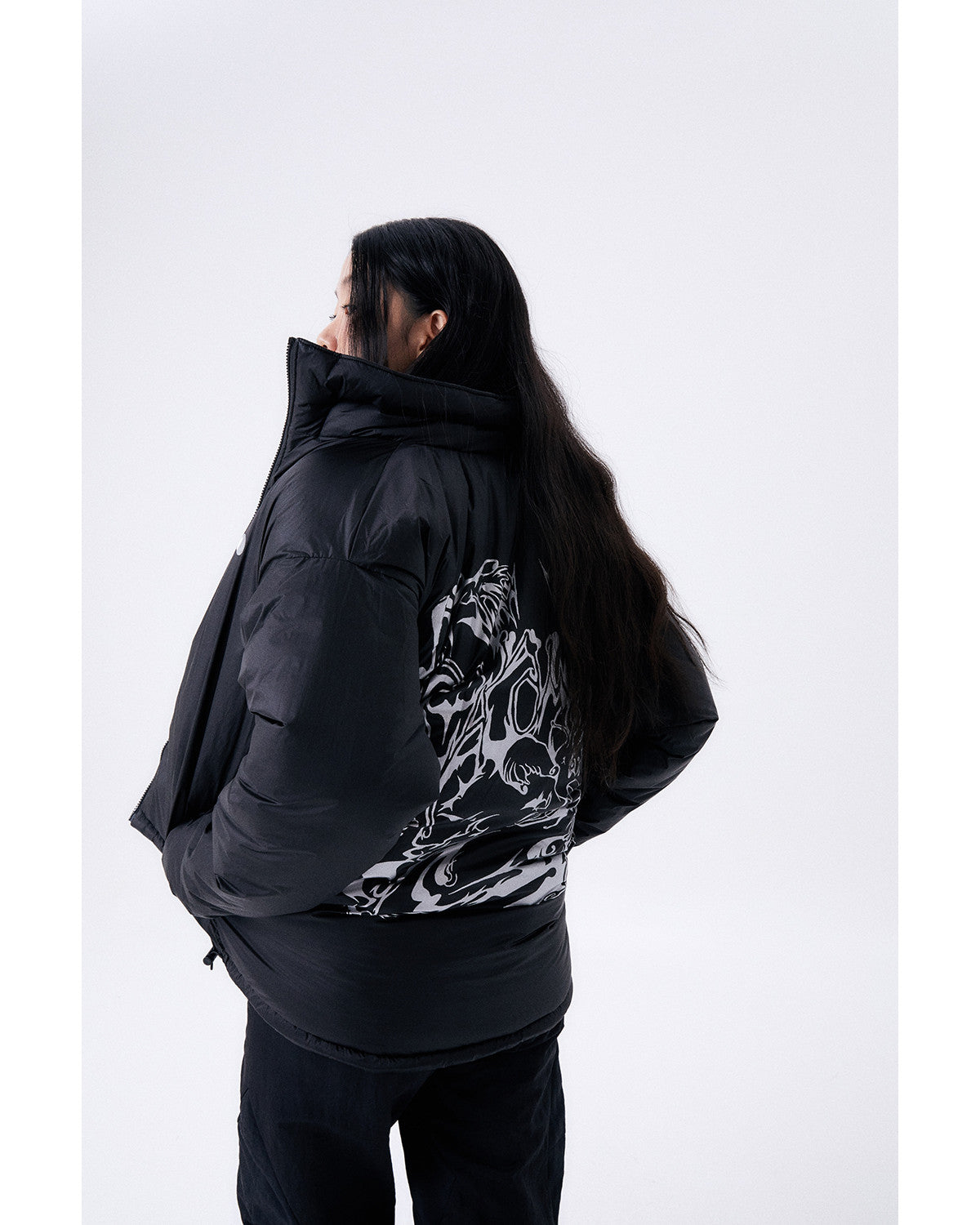フォイルリバーシブルパディングジャケット/ブラック