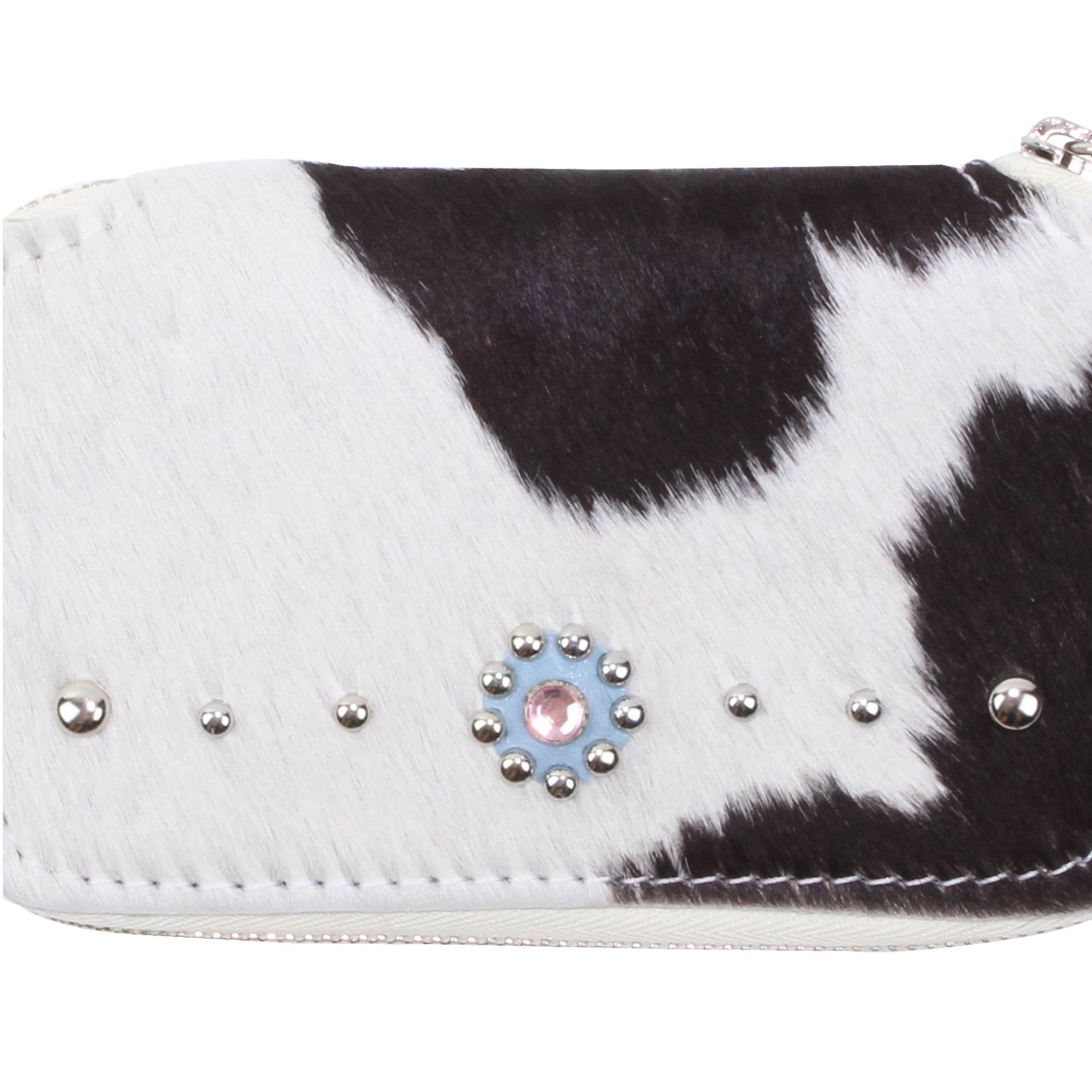 STUD WALLET(Unborn Calf-skin) - Black and White