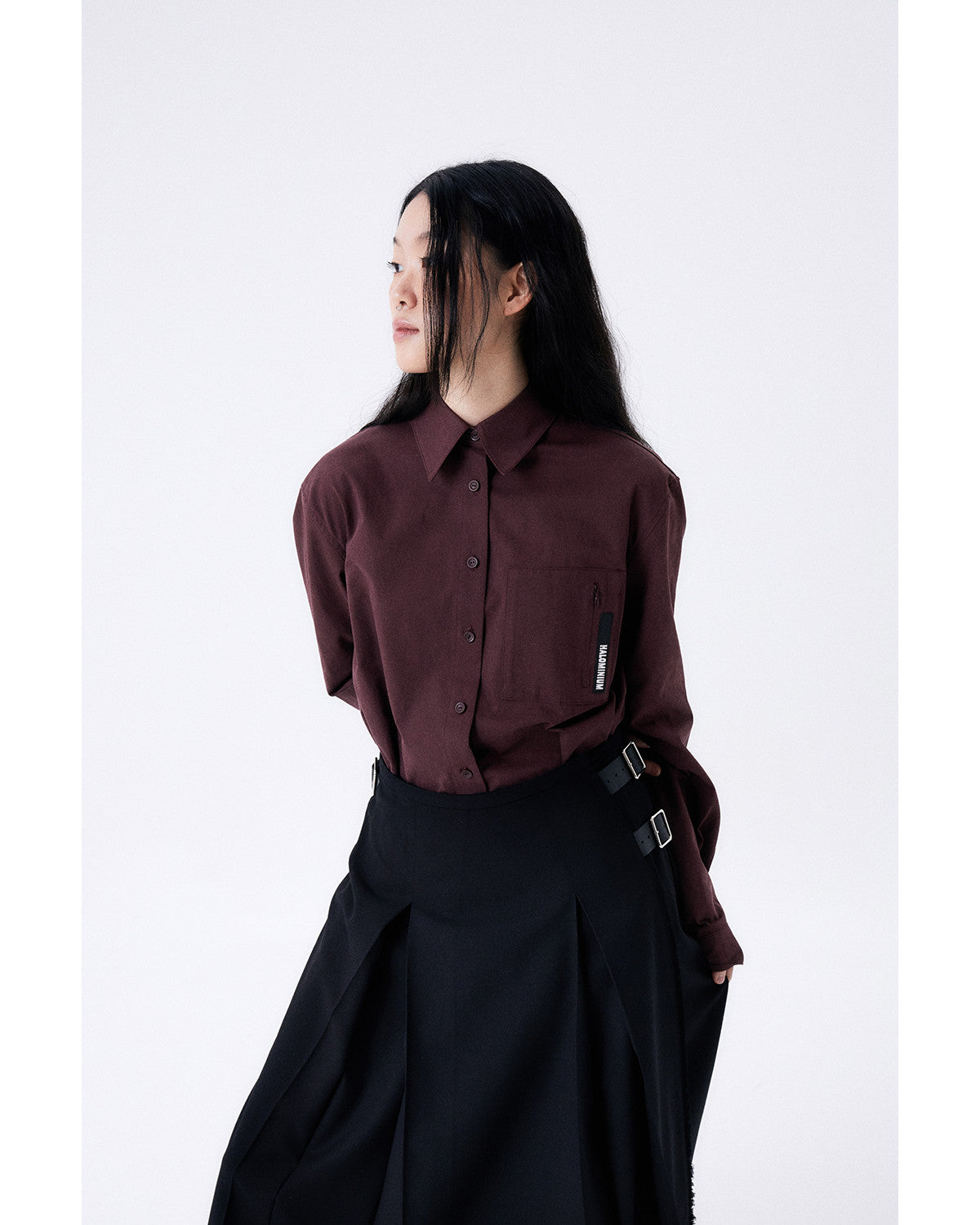 미디 플리츠 랩 스커트 2 / 블랙 - HALOMINIUM  할로미늄 - CAVA LIFE