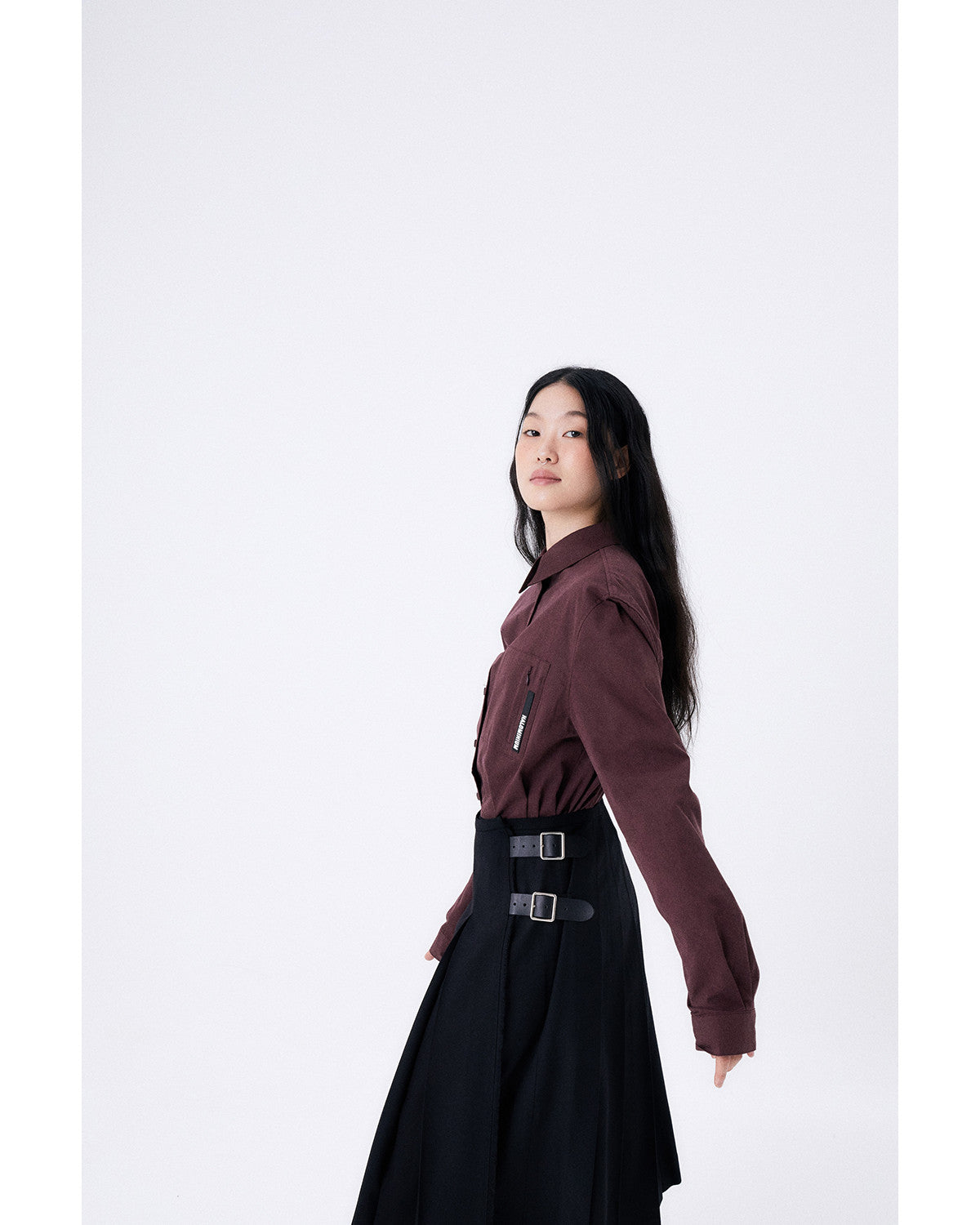 미디 플리츠 랩 스커트 2 / 블랙 - HALOMINIUM  할로미늄 - CAVA LIFE