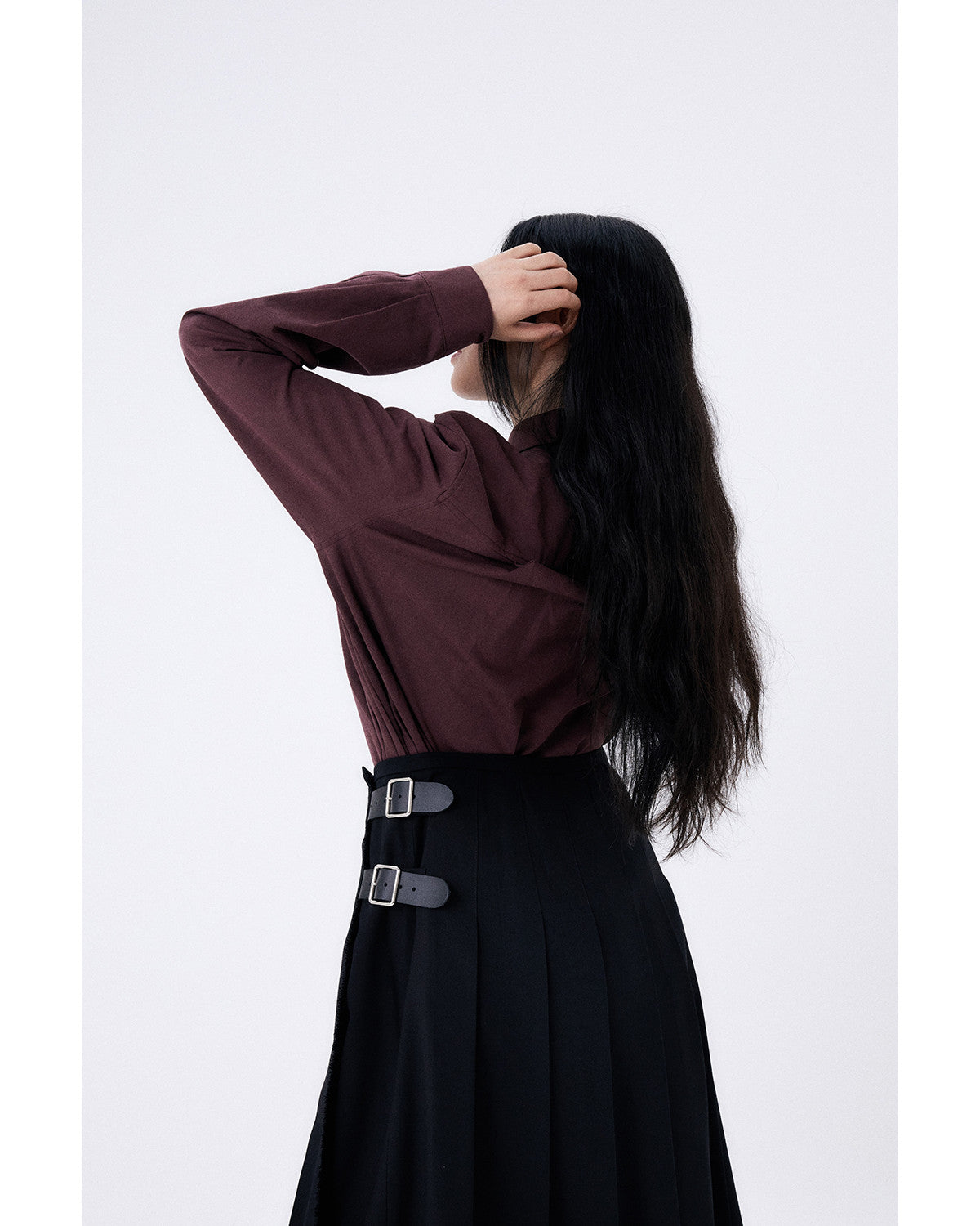 미디 플리츠 랩 스커트 2 / 블랙 - HALOMINIUM  할로미늄 - CAVA LIFE