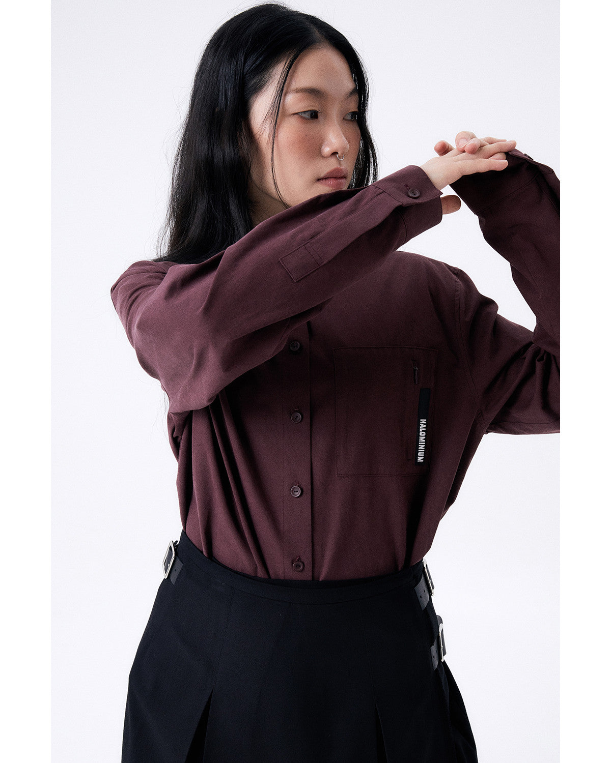 미디 플리츠 랩 스커트 2 / 블랙 - HALOMINIUM  할로미늄 - CAVA LIFE