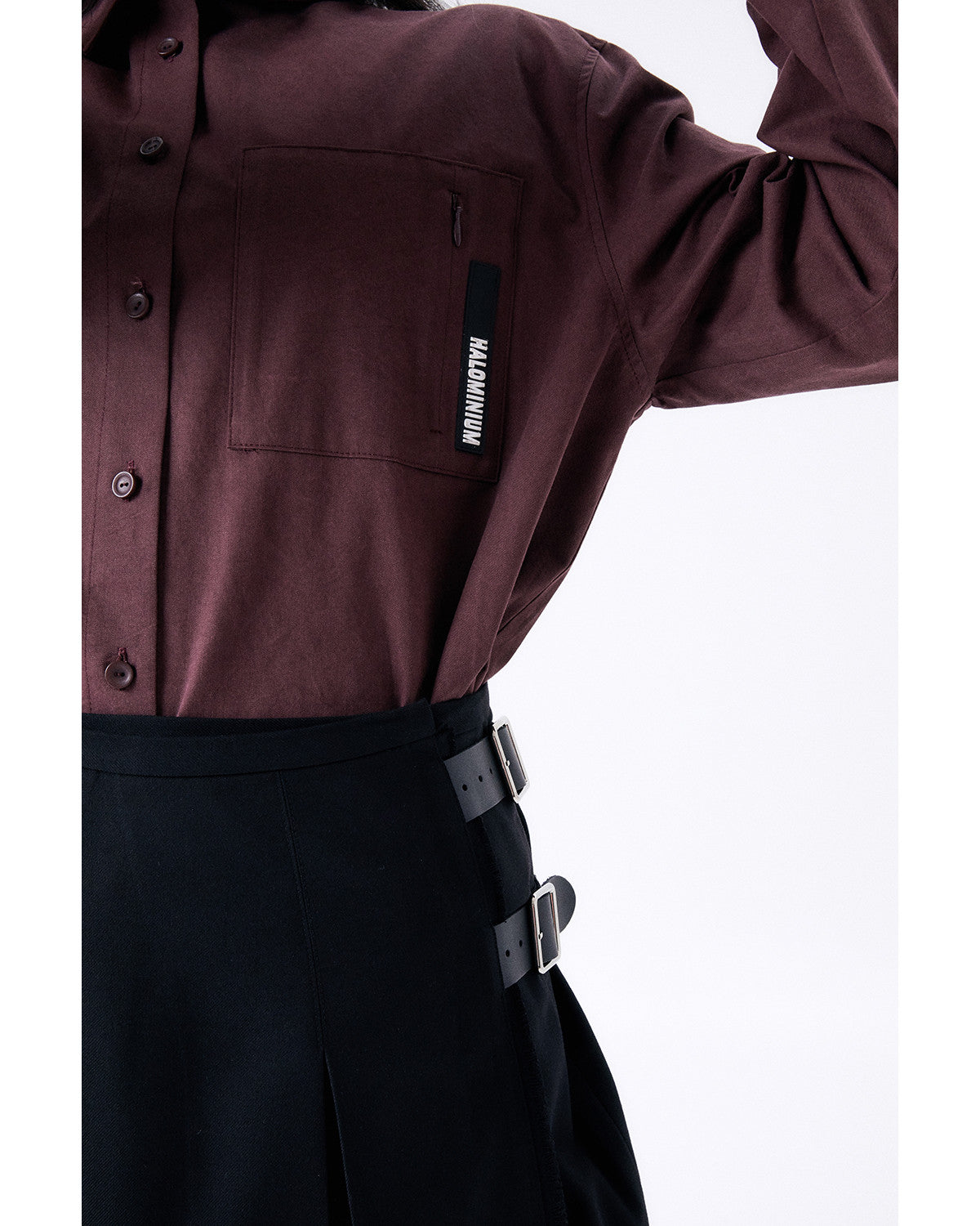 미디 플리츠 랩 스커트 2 / 블랙 - HALOMINIUM  할로미늄 - CAVA LIFE