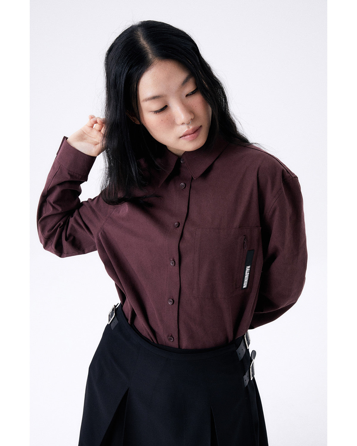 미디 플리츠 랩 스커트 2 / 블랙 - HALOMINIUM  할로미늄 - CAVA LIFE