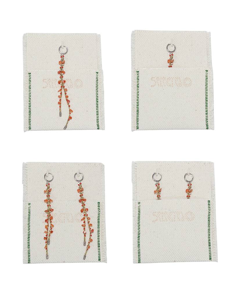 carnelian chips metallic crochet earring