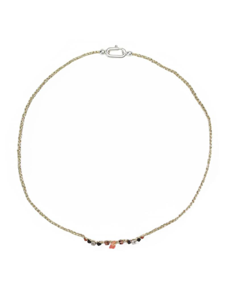 sunset bits metallic crochet necklace