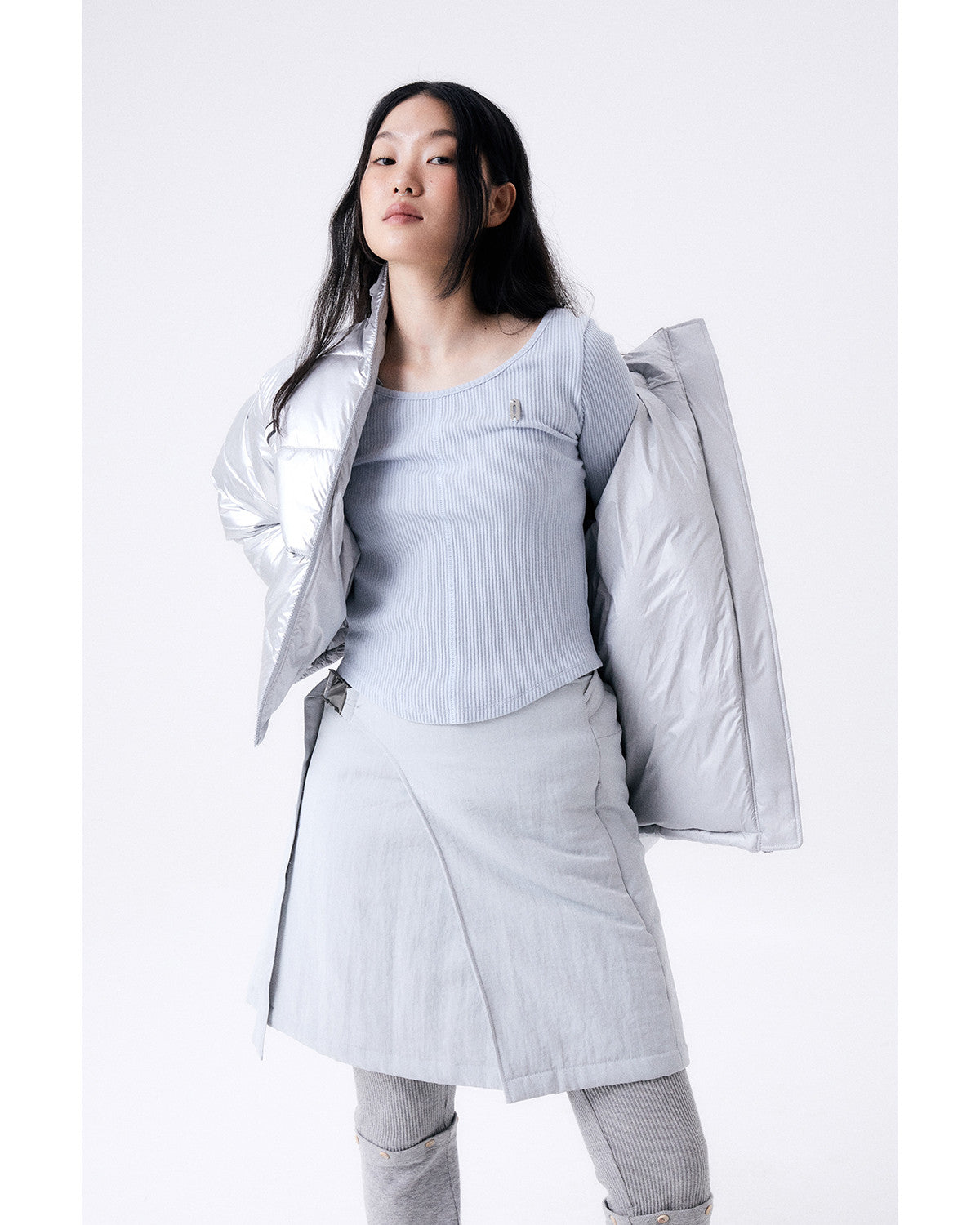 FOIL REVERSIBLE PADDING JACKET / SILVER