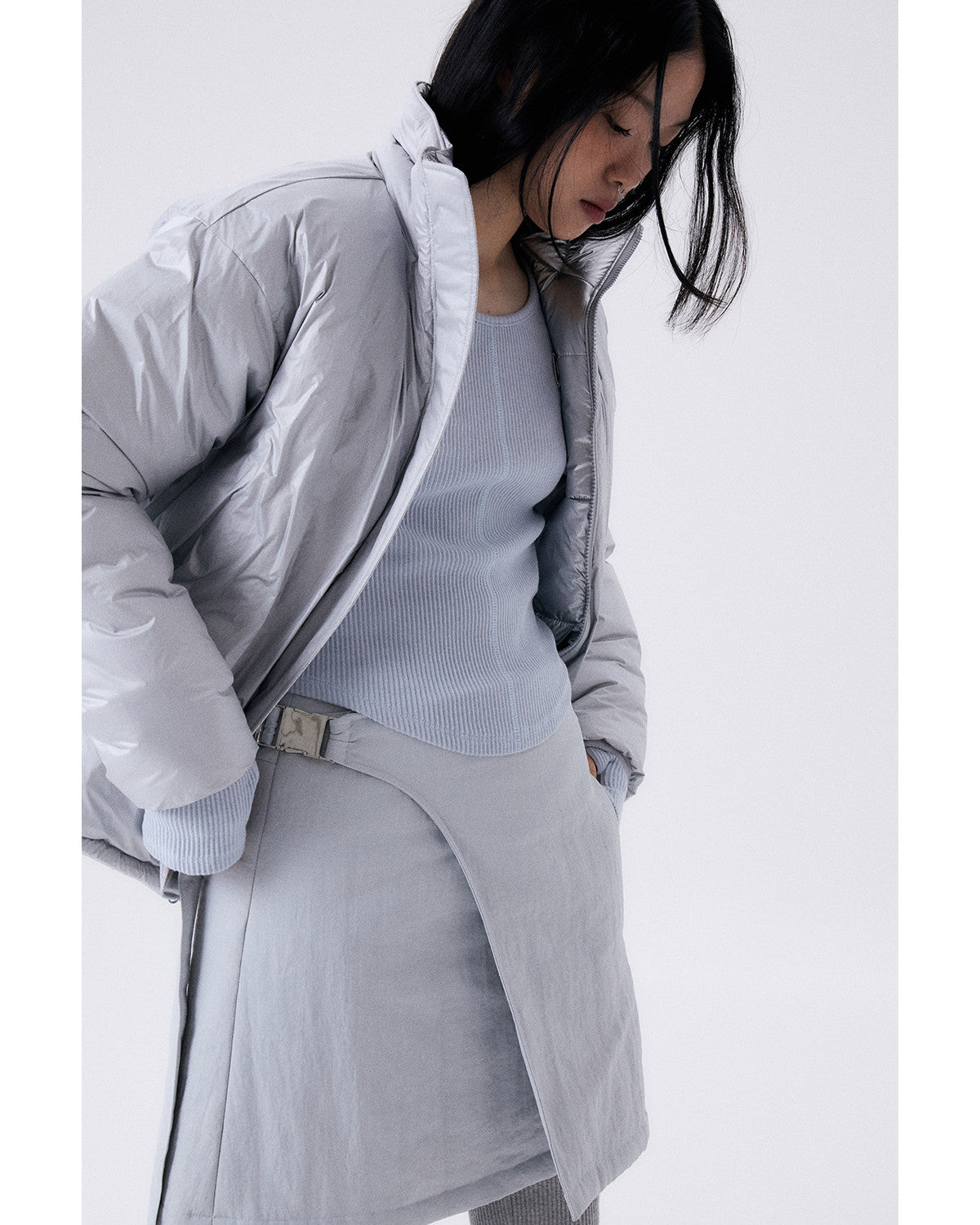 FOIL REVERSIBLE PADDING JACKET / SILVER