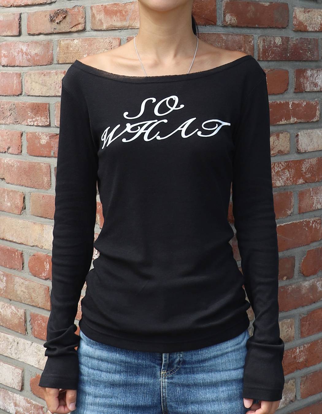 SO WHAT long-sleeved T-Shirt (BLACK) WOMENS