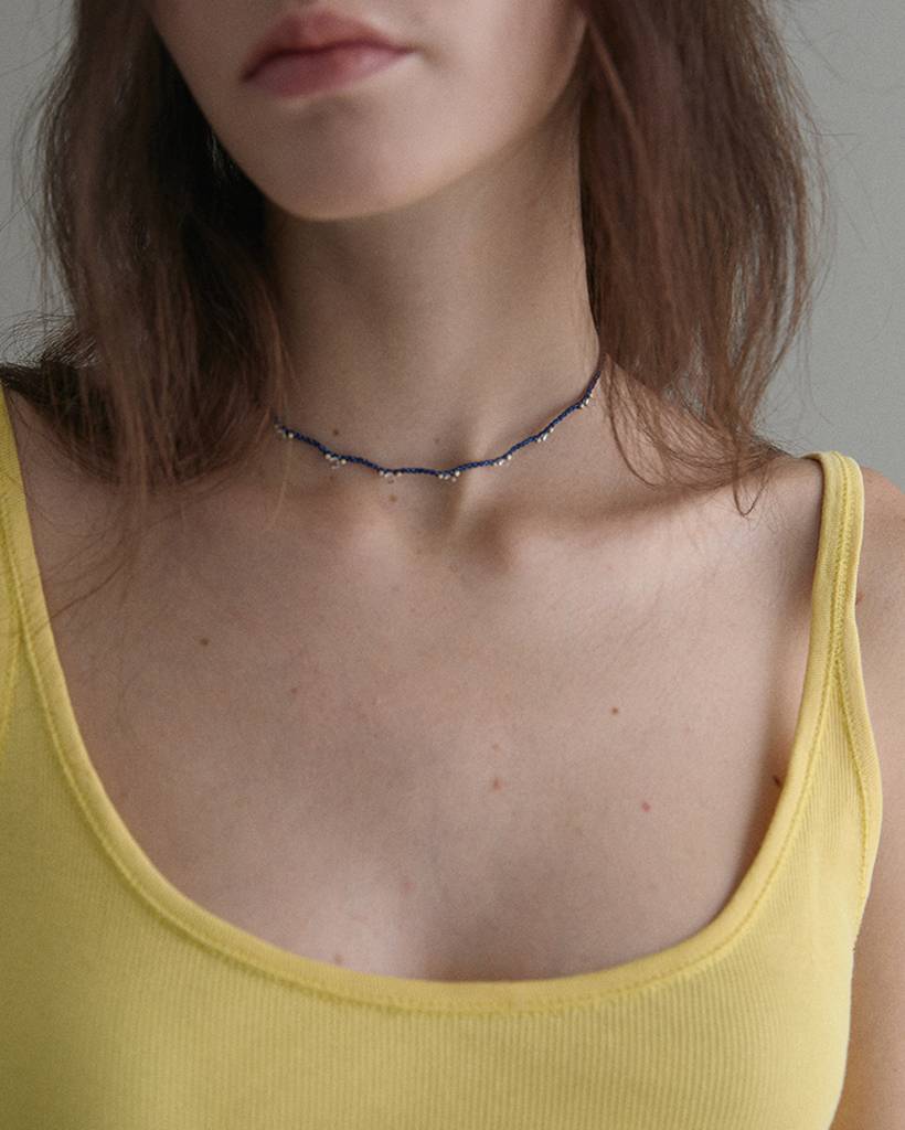 hush hush beach metallic crochet necklace