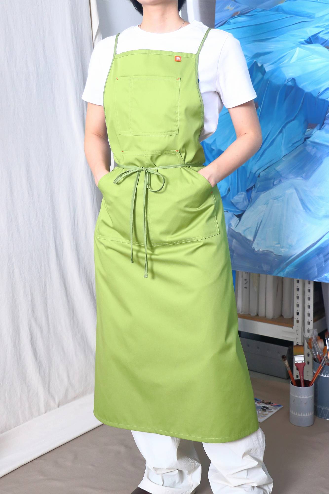 Basic Apron H in Lime