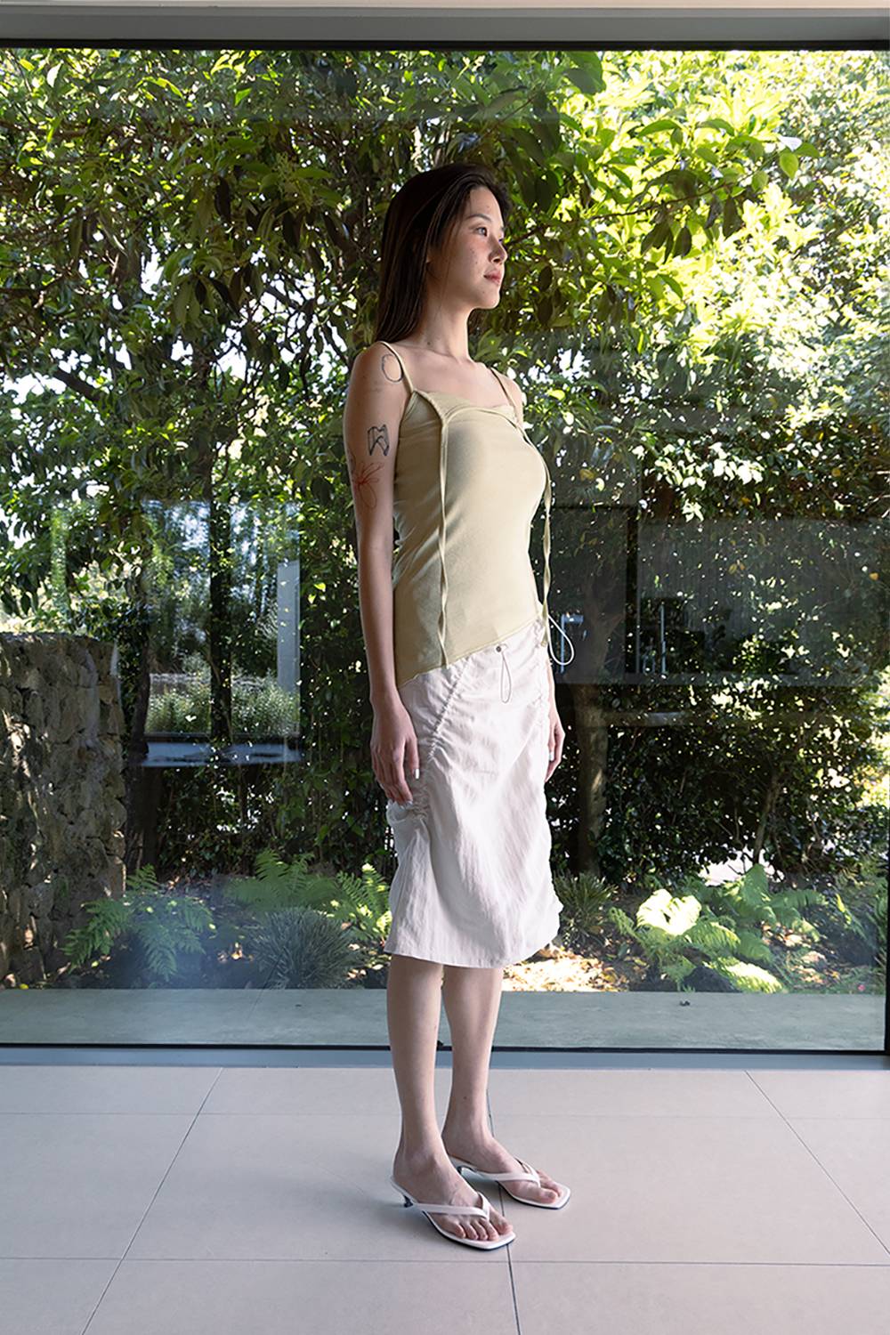 DRAWSTRING SKIRT / ECRU