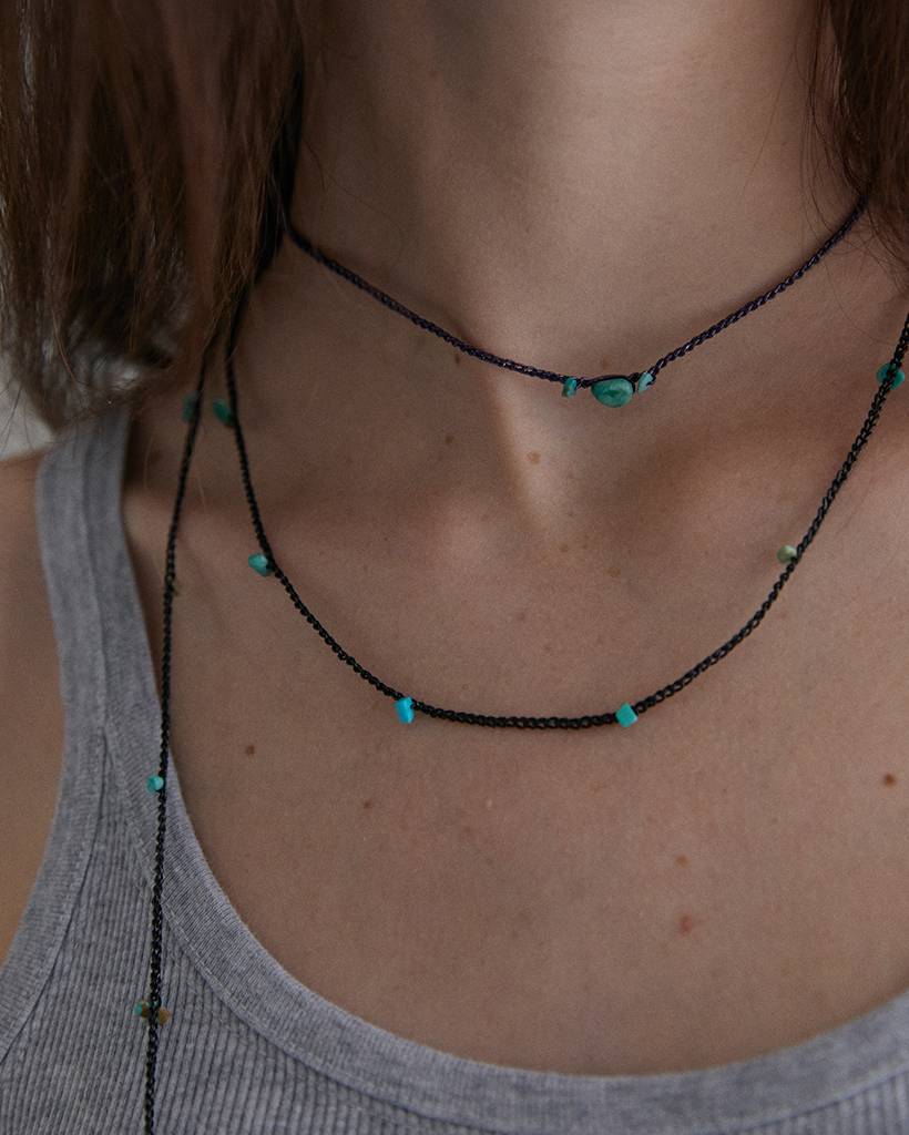 turquoise chips metallic crochet bodychain