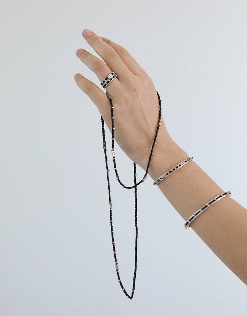 silver sticks crochet bangle