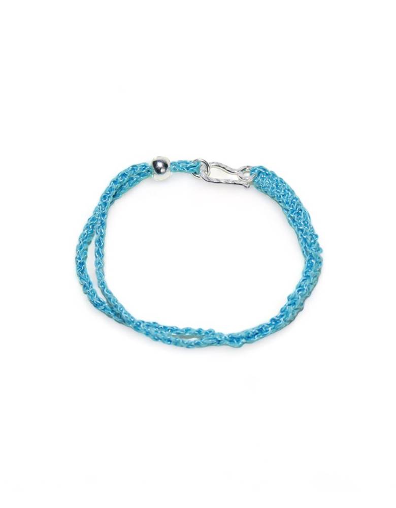 crochet bracelet/ cerulean blue