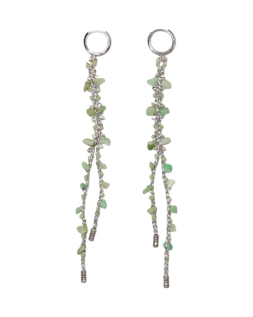chrysoprase chips metallic crochet earring