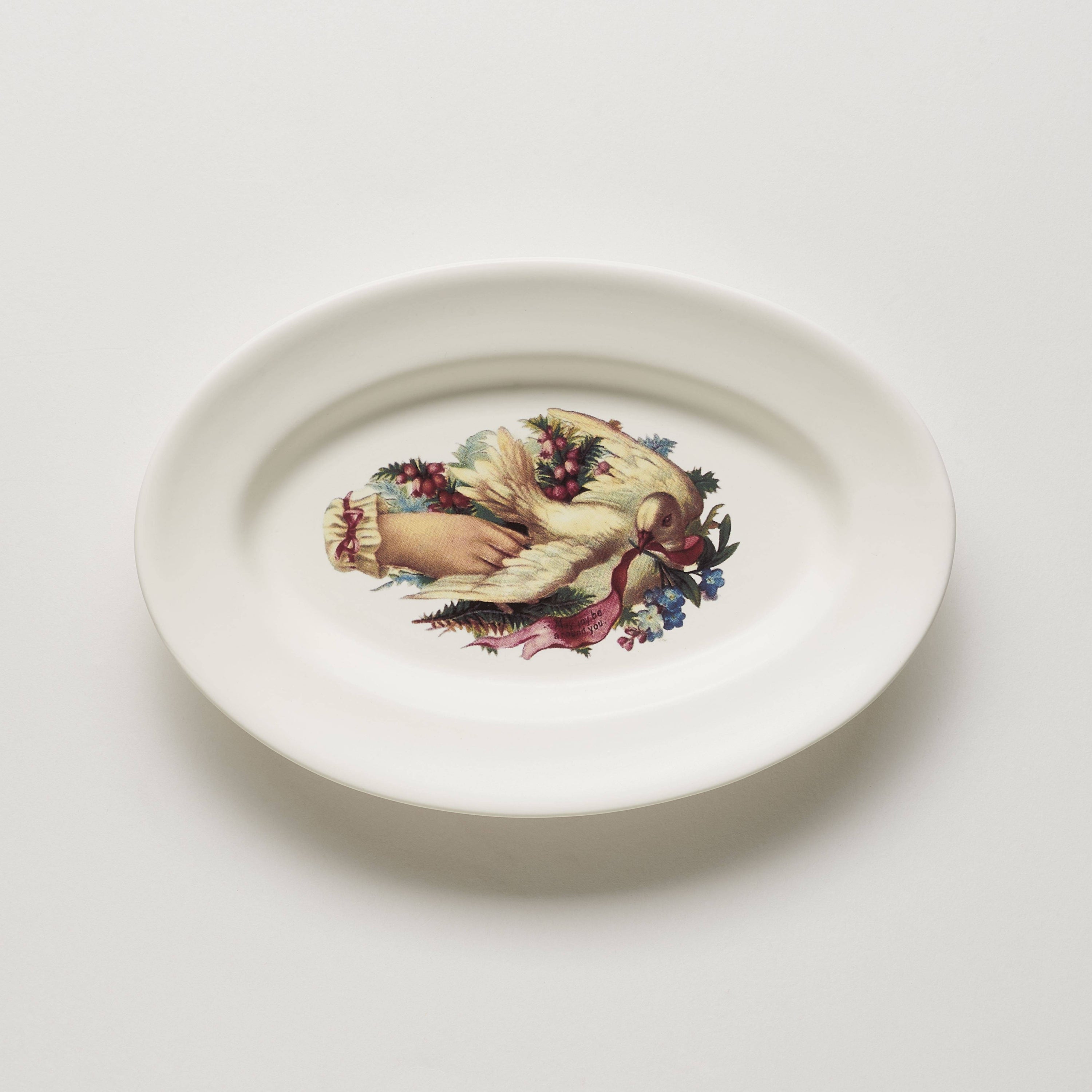 비둘기 손그림 오벌접시 - chinoiserie 시누아즈리 - CAVA LIFE