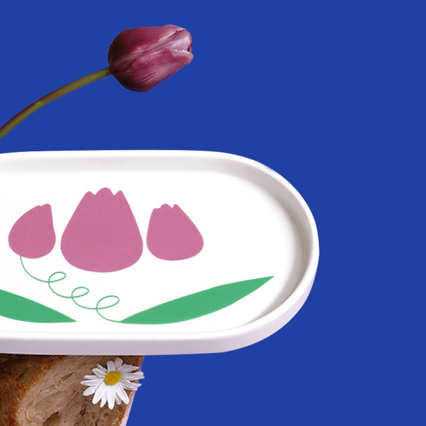 パープルフラワーオーバルプレート