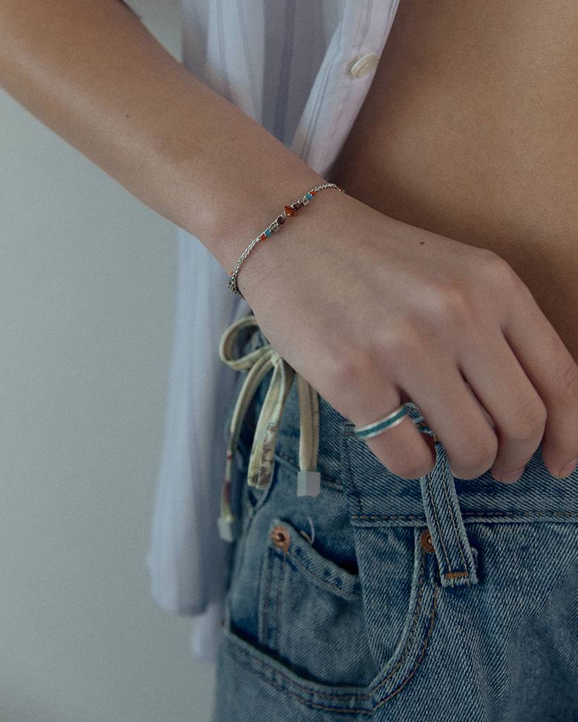 sunset bits metallic crochet bracelet