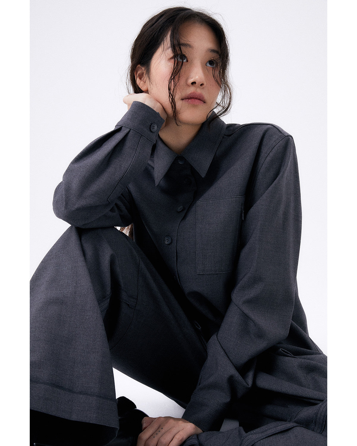 원 턱 울 팬츠 / 그레이 - HALOMINIUM  할로미늄 - CAVA LIFE