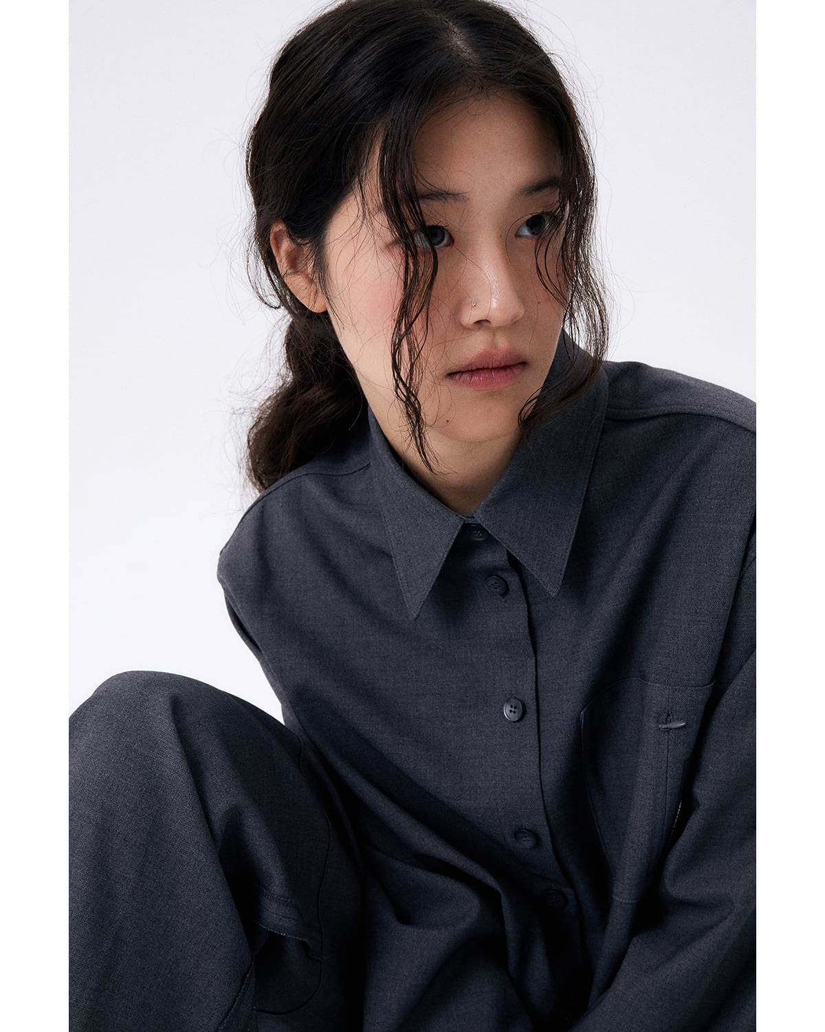 원 턱 울 팬츠 / 그레이 - HALOMINIUM  할로미늄 - CAVA LIFE