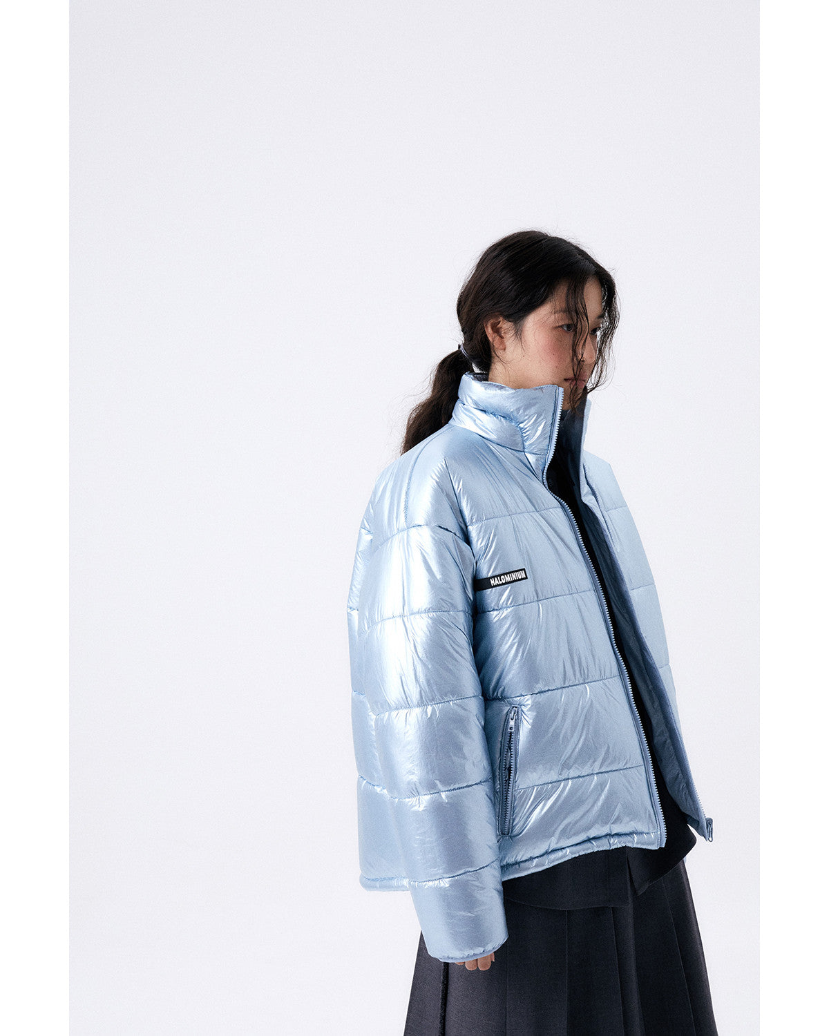 フォイルリバーシブルパディングジャケット/ブルー