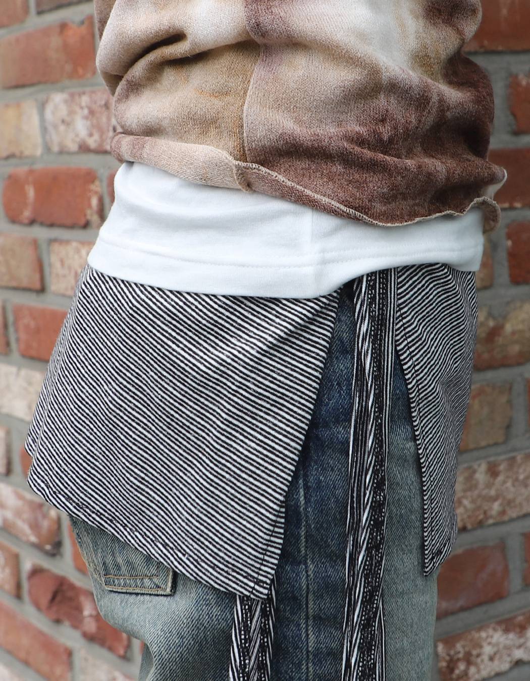 Stripe Wrap SHORT SKIRT (BLACK) WOMENS