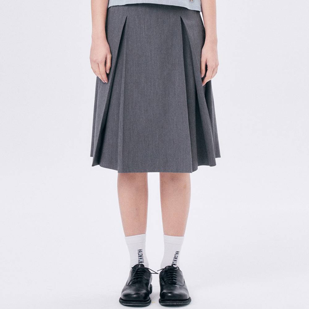 MIDI PLEATED WRAP SKIRT 3 / GRAY