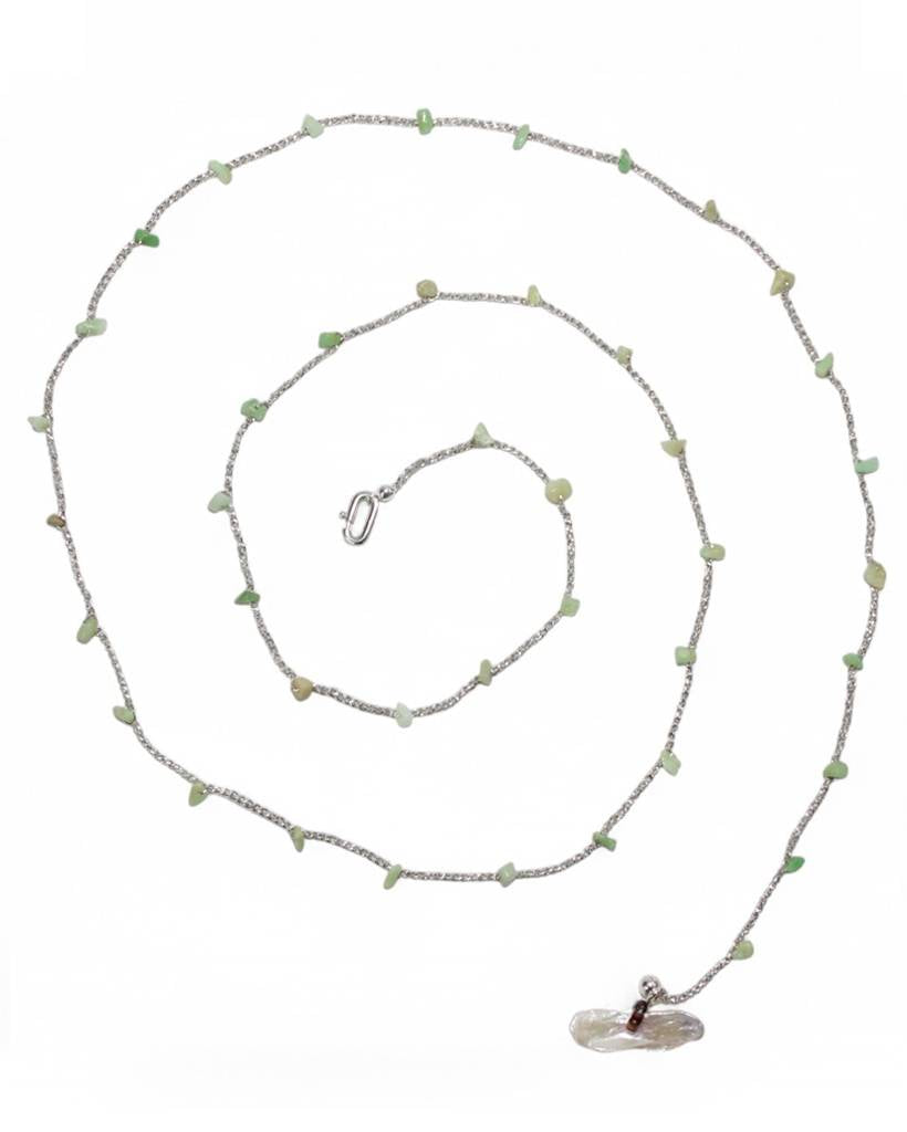 chrysoprase chips with soluna metallic crochet bodychain