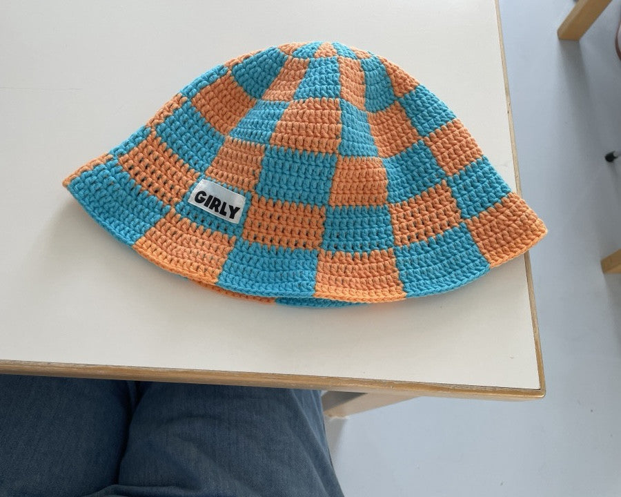 오렌지 체크 버킨햇 - Choi jung hwa/ GIRLY 최정화/ 걸리 - CAVA LIFE