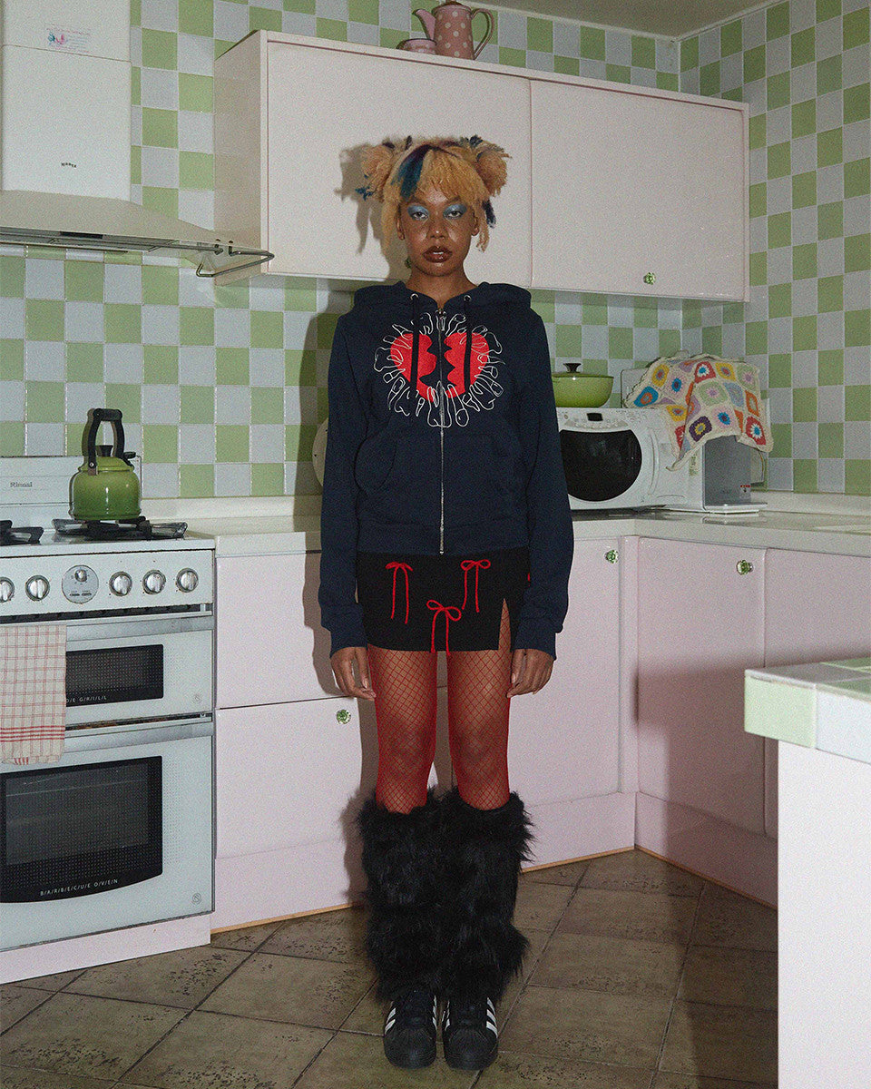 BROKEN HEART ZIP-UP HOODIE NAVY - KATER 카터 - CAVA LIFE