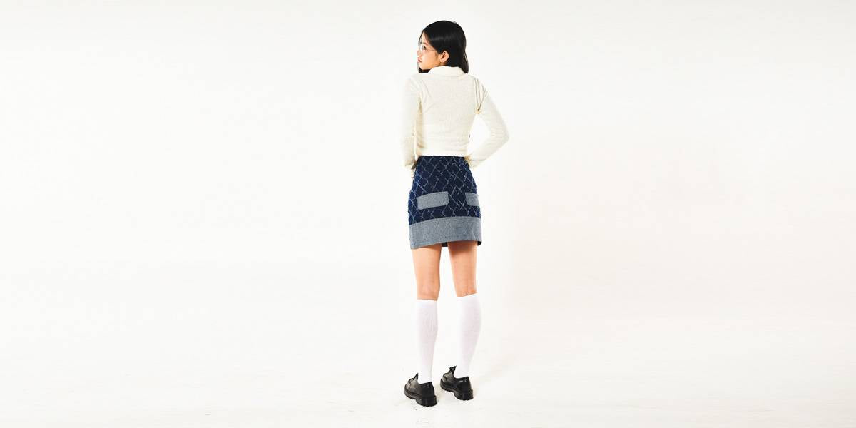FENCE SWING DENIM MINI SKIRT (BLUE) - FREAKISH TOWN 프리키쉬 타운 - CAVA LIFE