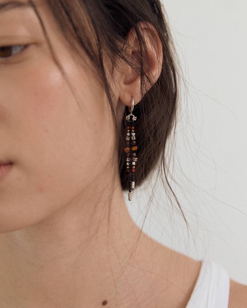 sunset bits metallic crochet earring