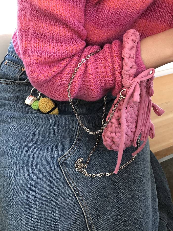 Ribbon Mini Cross Bag / 리본 미니 크로스 백 - Pink - saltybutterhandworks 솔티버터핸드웍스 - CAVA LIFE