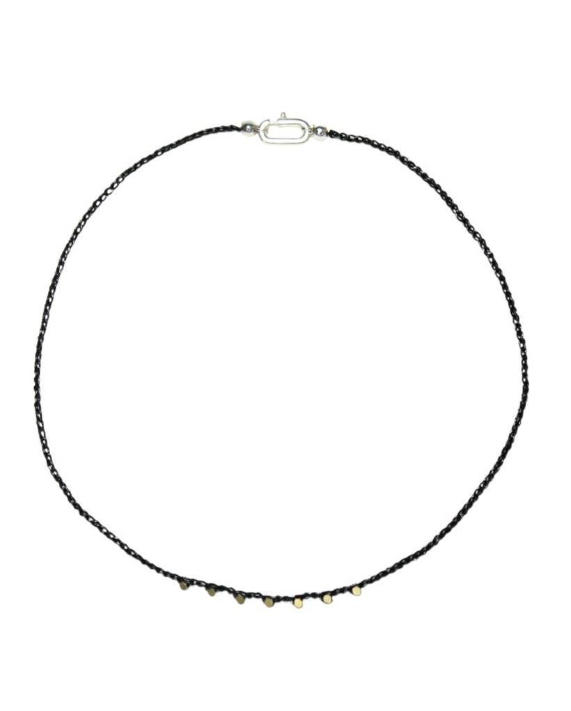 steel stone metallic crochet necklace