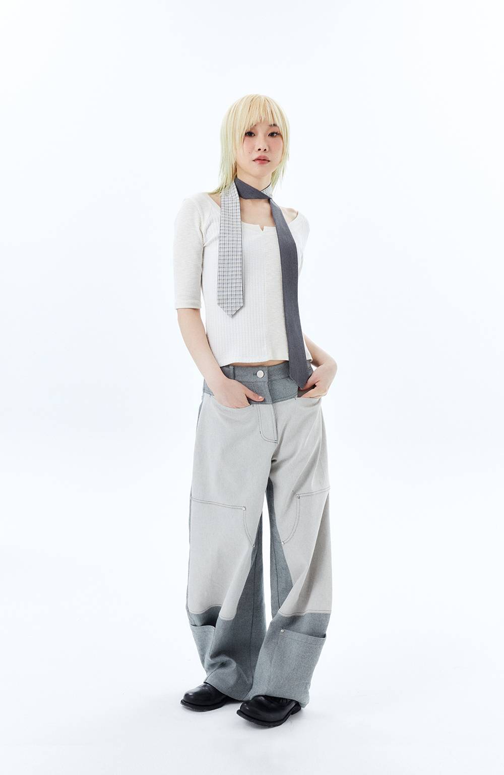 2-WAY TIE SCARF / GRAY