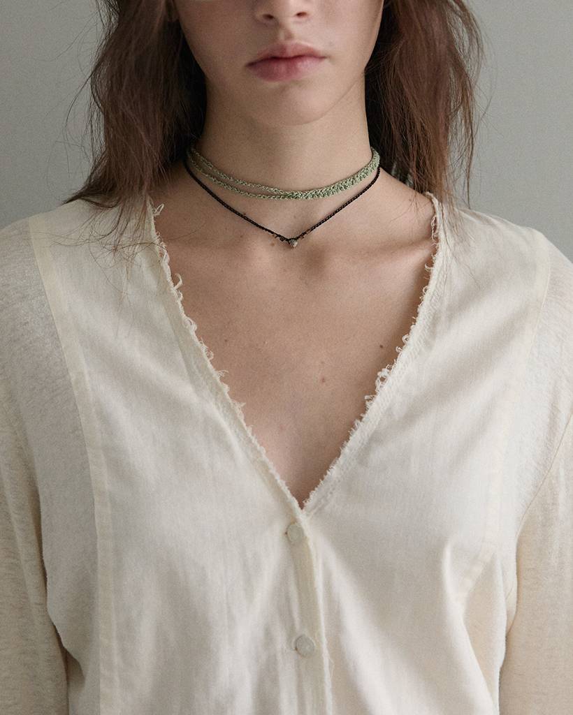 crochet choker/ khaki