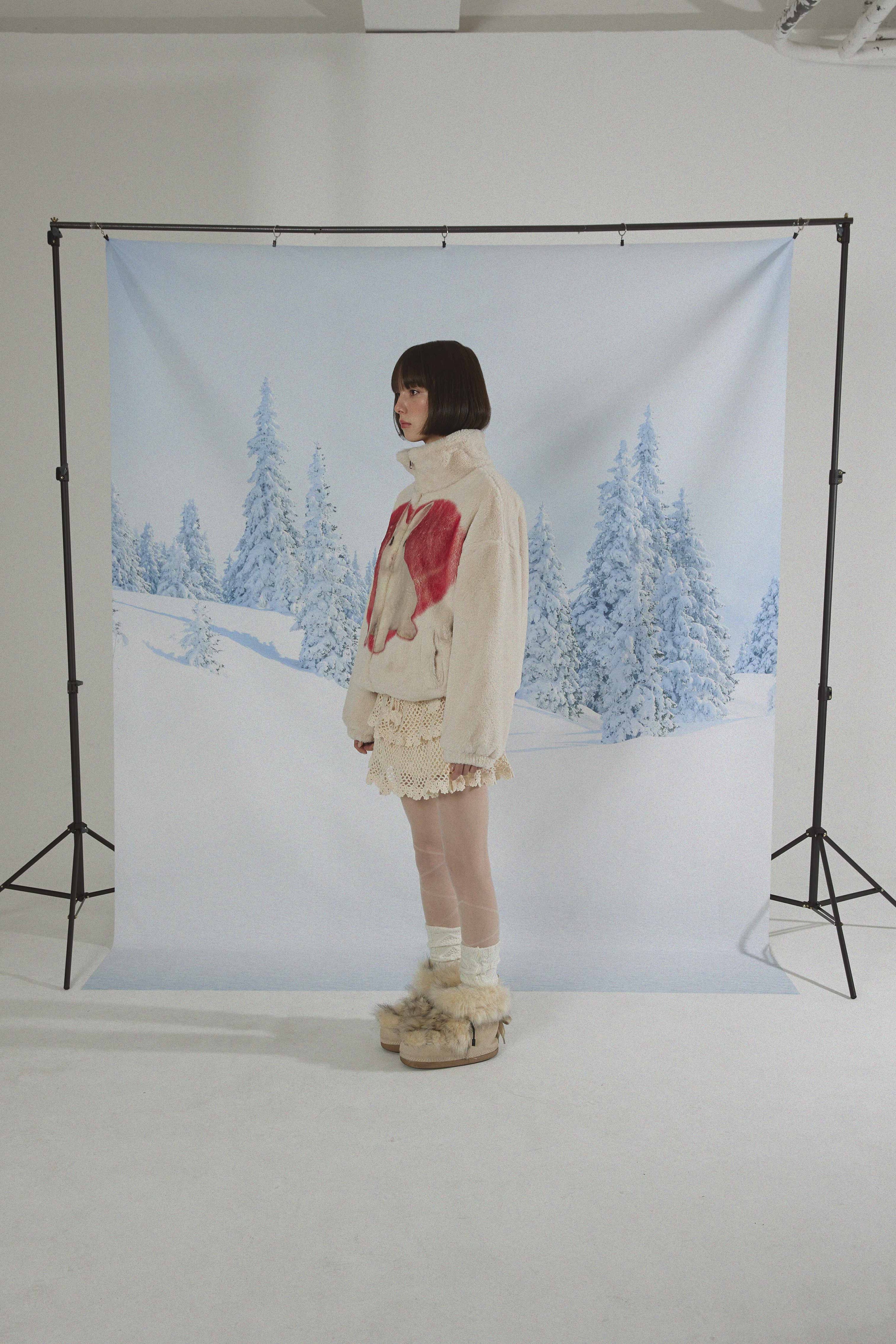 RABBIT HEART FUR JACKET IVORY VER.2 - KATER 카터 - CAVA LIFE