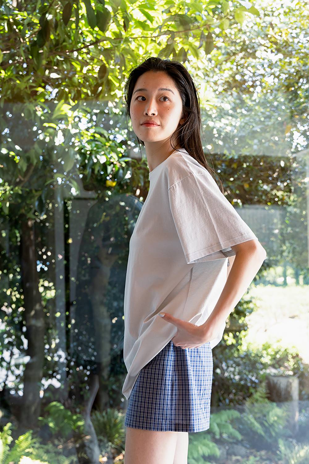 DOUBLE WAIST CHECK SHORTS / BLUE